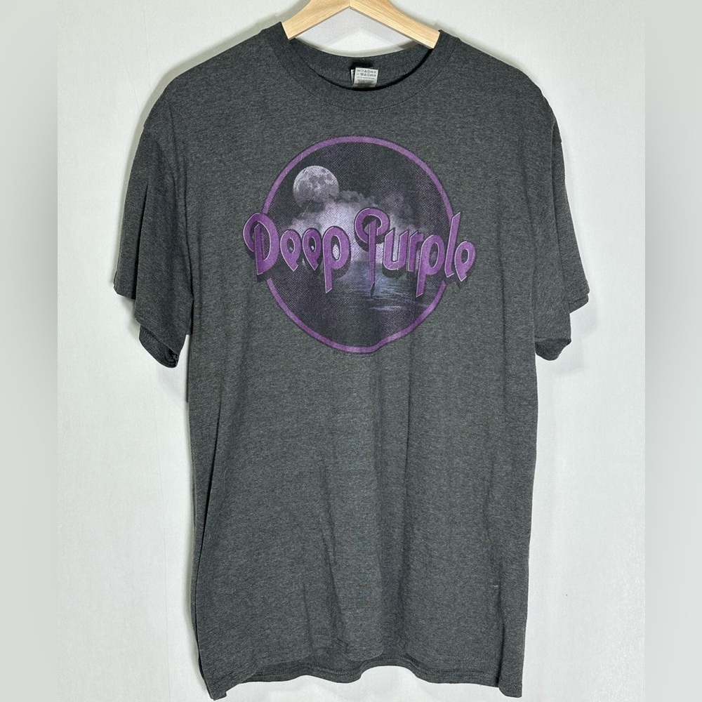 Deep Purple‎ Band Shirt Mens Large Gray Heavy Cotton Graphic Rock Tee Moon Logo
